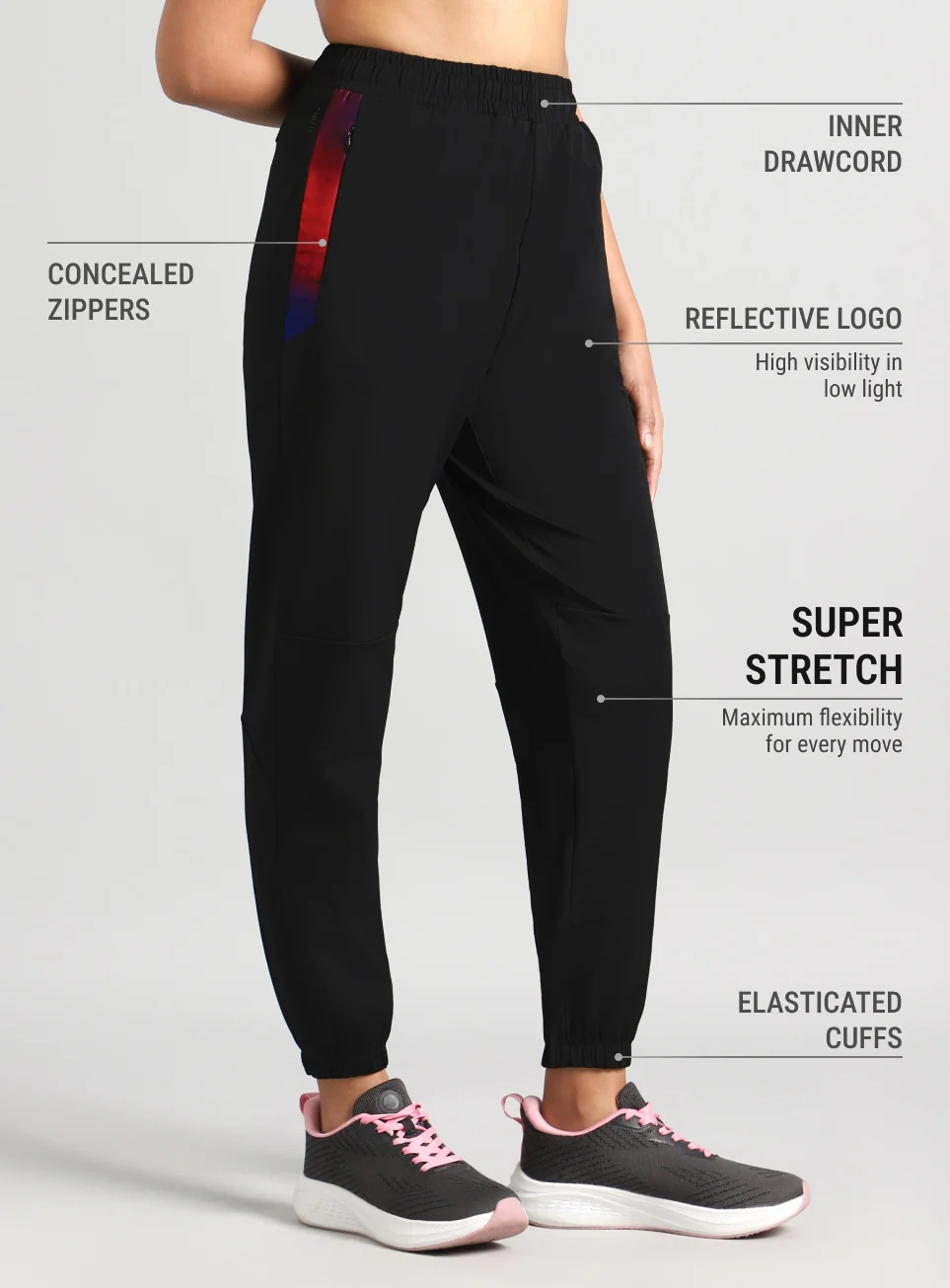 Women's Black Halo Night Run Joggers - Image 5