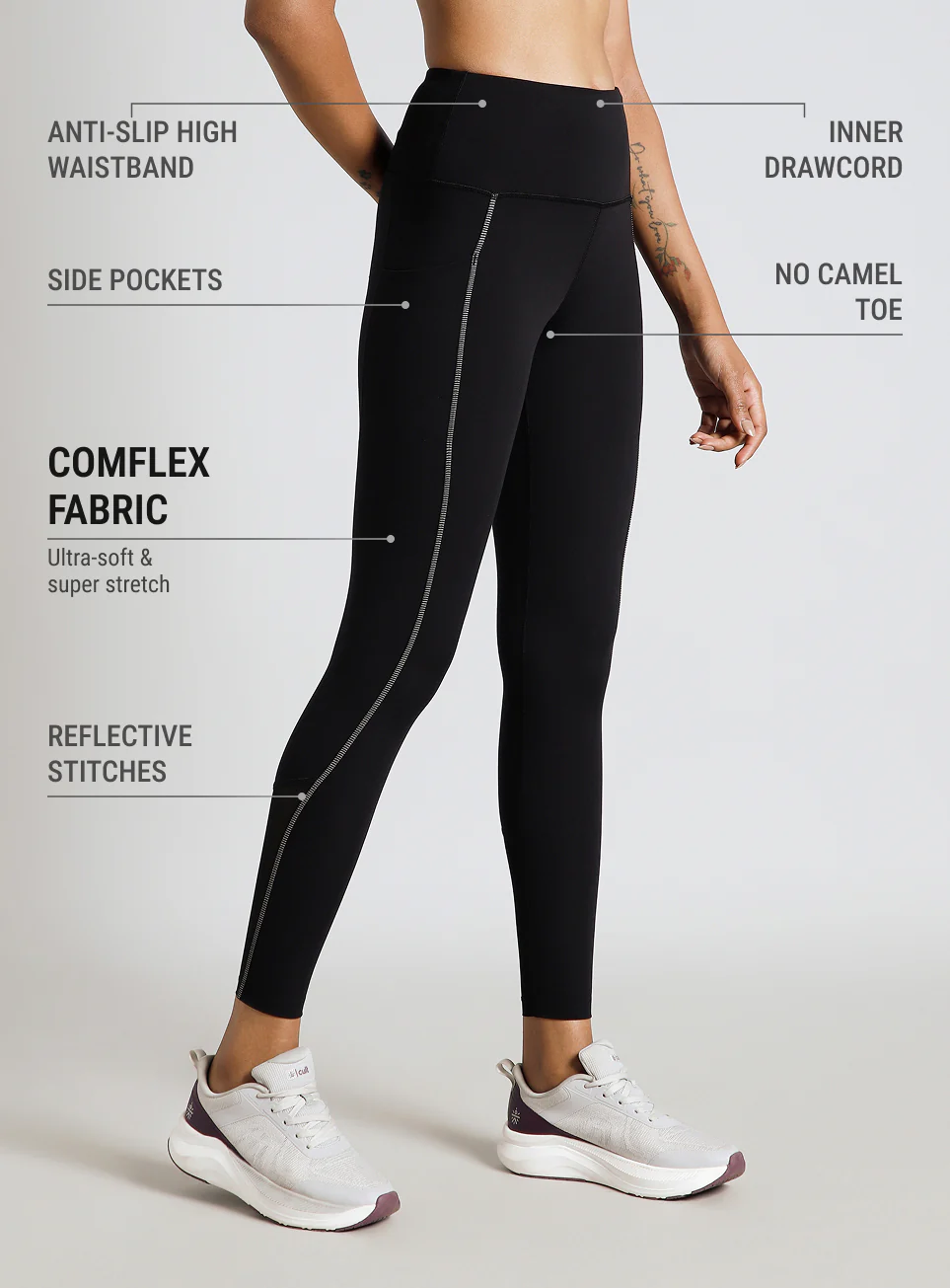Women's Black Hyper Vent Running COMFlex Tights - Image 5