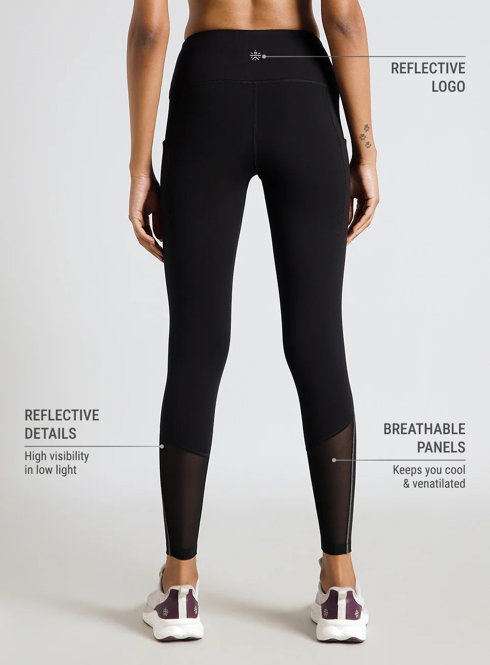 Women's Black Hyper Vent Running COMFlex Tights - Image 6