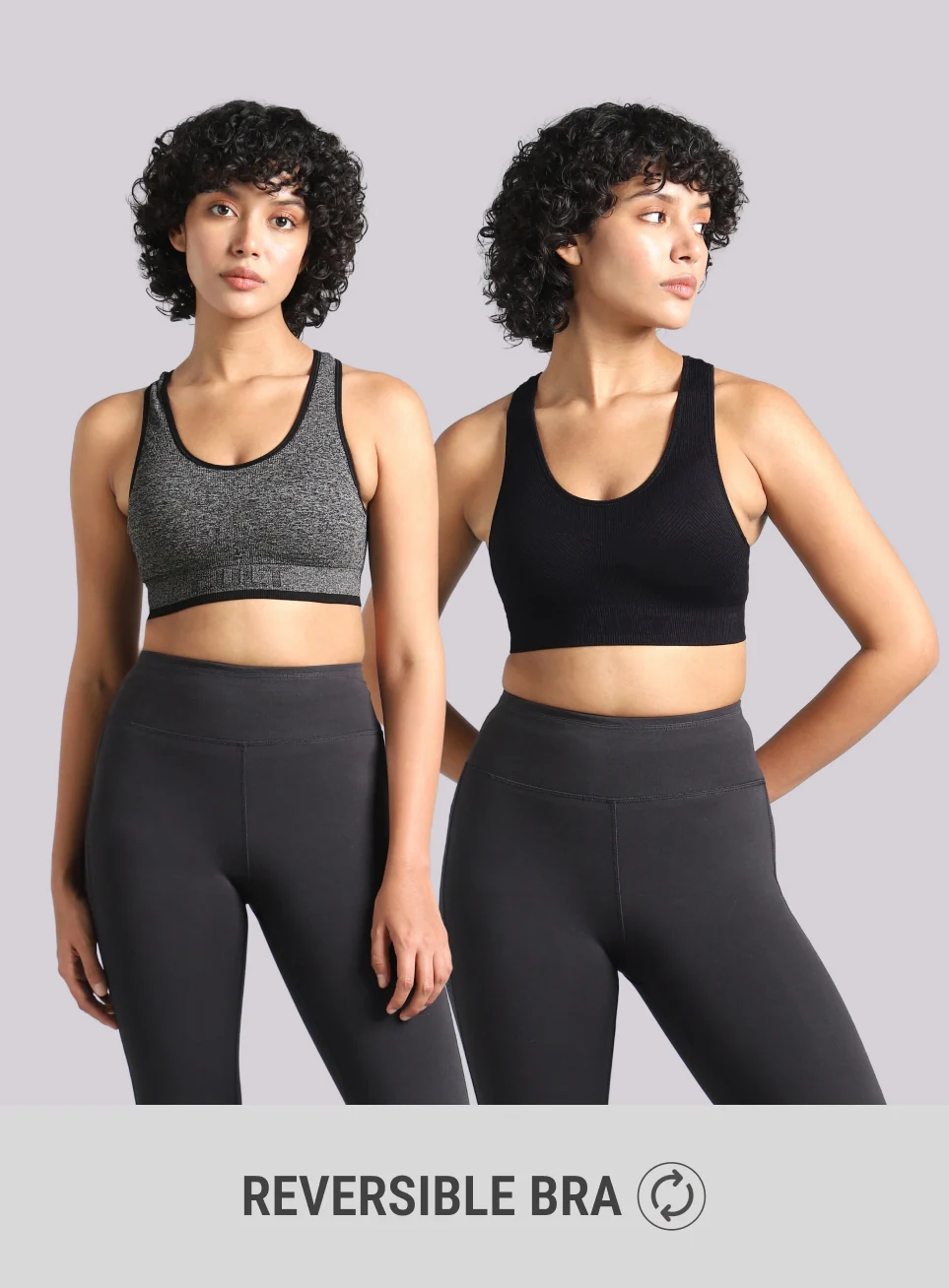 Women's Black Medium Support Seamless Reversible Bra - Image 9