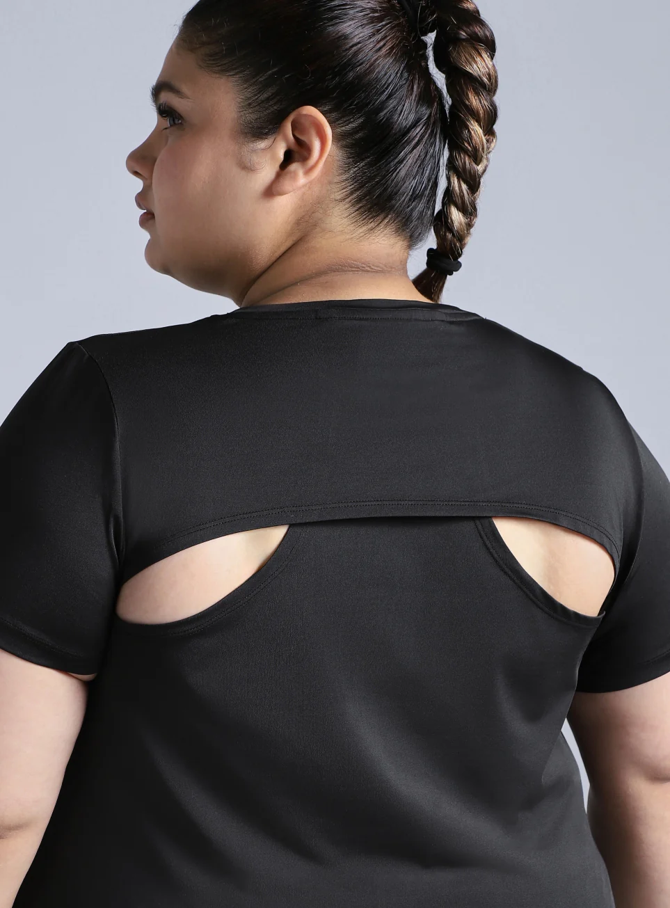 Women's Black Plus Size Back Vent Training Tee - Image 7