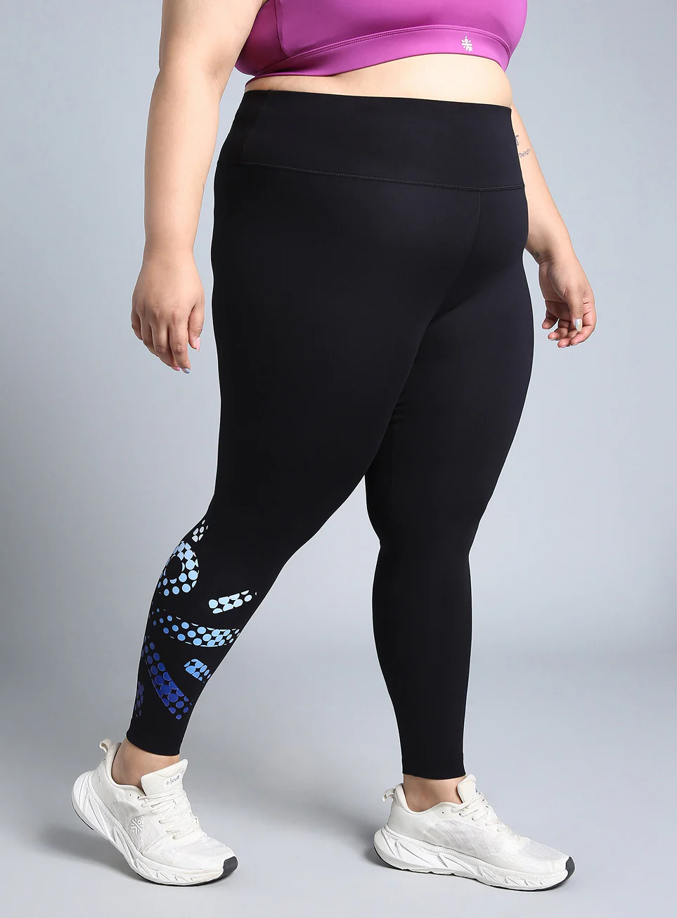 Women's Black Plus Size Graphic Branded COMFlex Training Tights