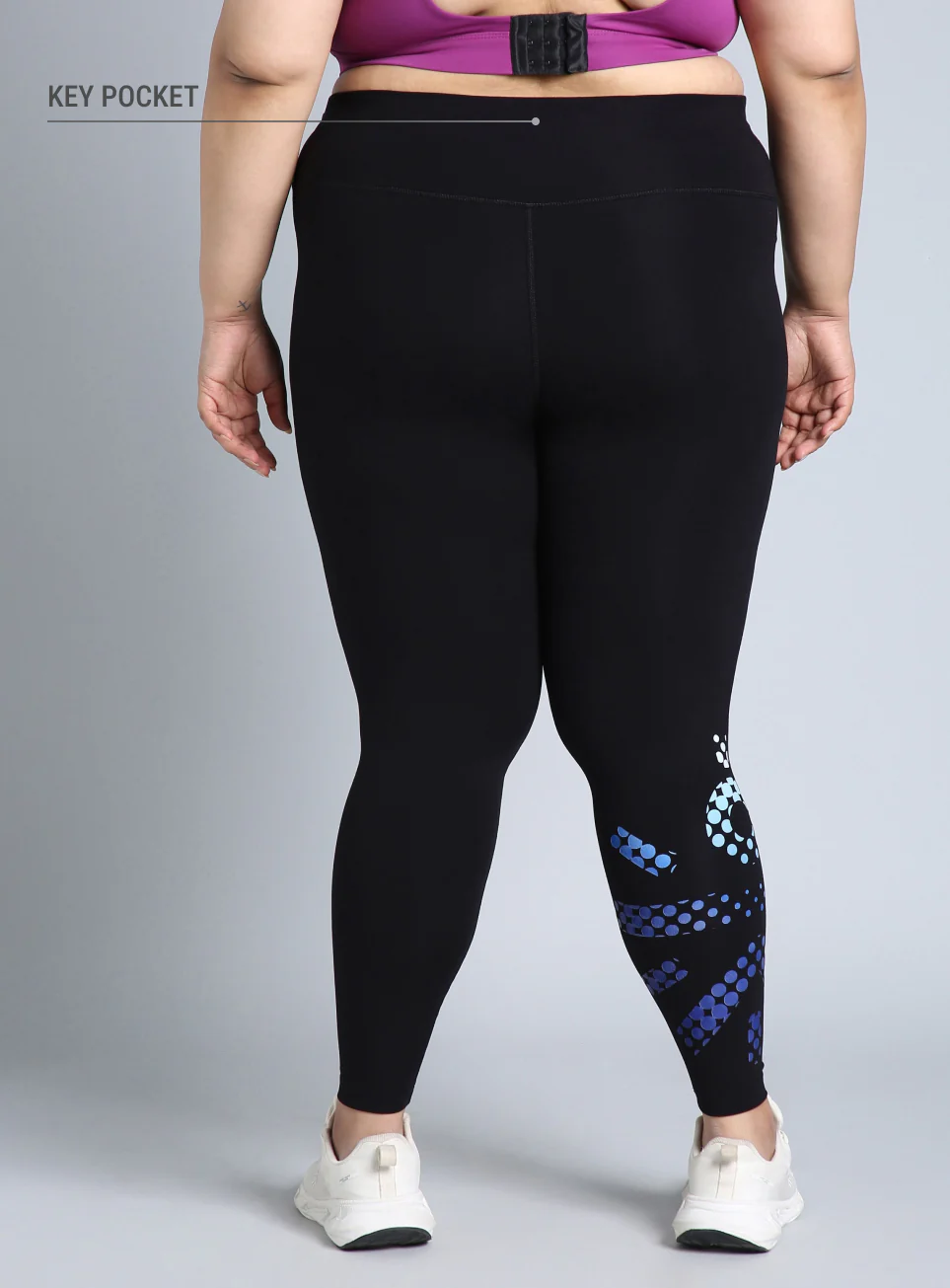 Women's Black Plus Size Graphic Branded COMFlex Training Tights - Image 6
