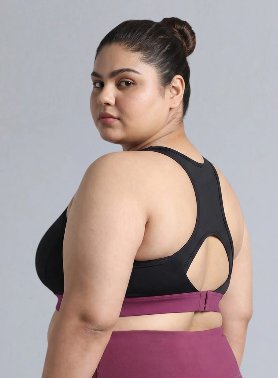 Women's Black Run Forward High Support Plus Size Bra