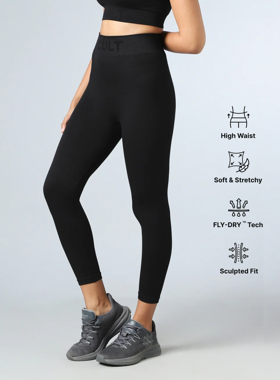 Women's Black Sculpt Fit Seamless Tights - Image 5