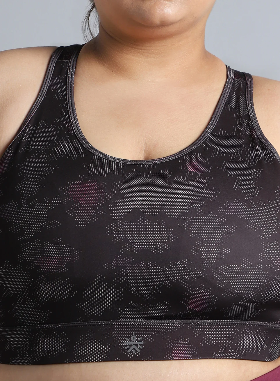Women's Black Urban Camo Running High Support Plus Size Bra - Image 7