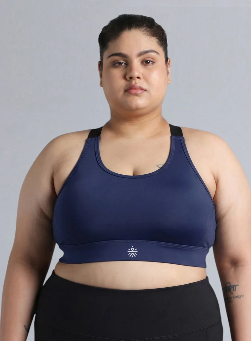 Women's Blue Adjustable Strap Training High Support Plus Size Sports Bra - Image 4