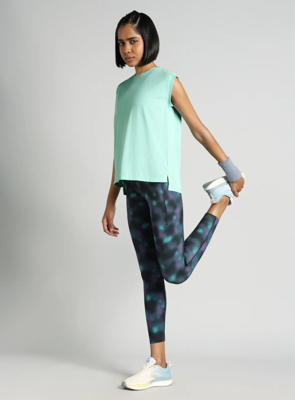 Women's Blue Boxy Fit Training Tank - Image 2