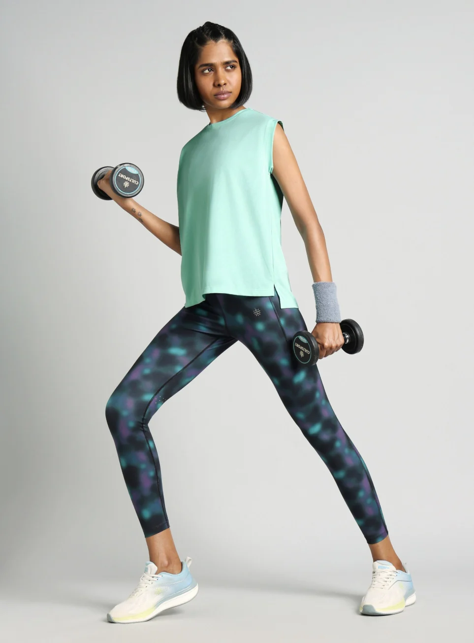 Women's Blue Boxy Fit Training Tank - Image 3