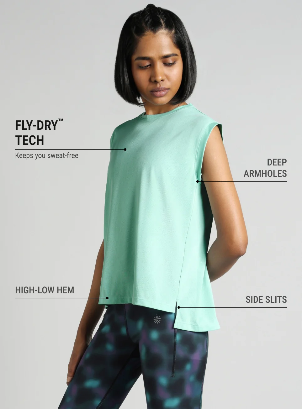 Women's Blue Boxy Fit Training Tank - Image 5