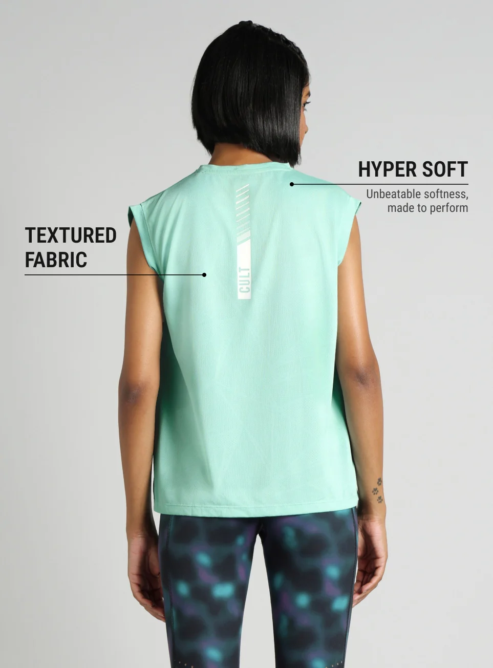Women's Blue Boxy Fit Training Tank - Image 6