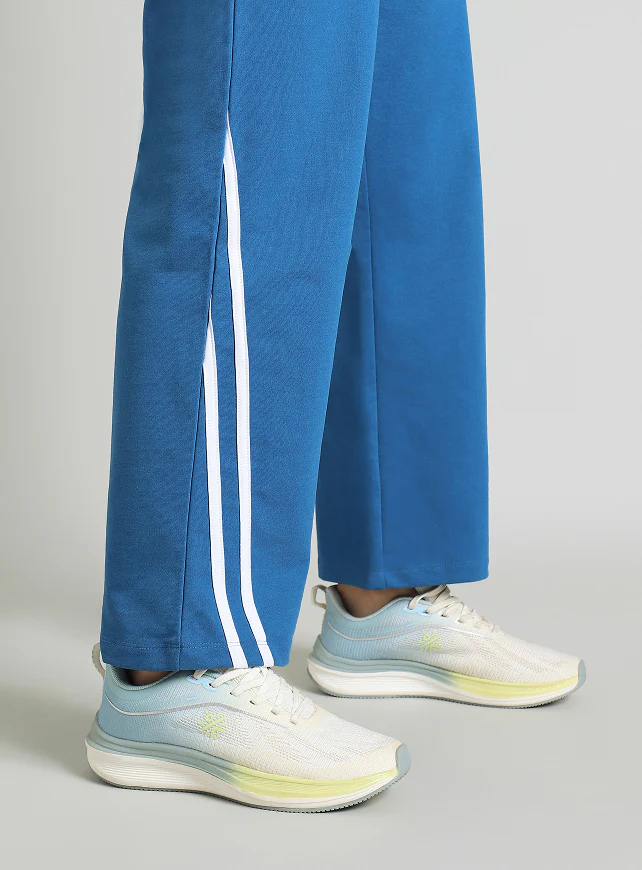 Women's Blue Contrast Edge Straight Fit Trackpants - Image 8