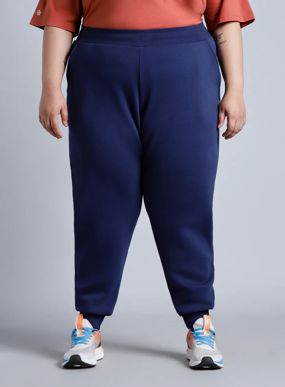 Women's Blue Cotton Plus Size Everyday Joggers - Image 4