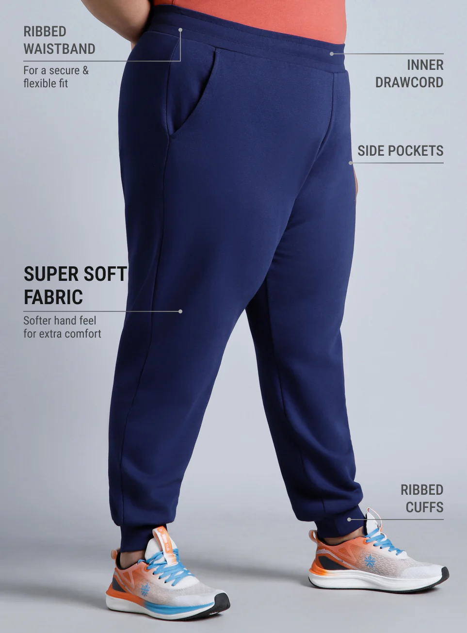 Women's Blue Cotton Plus Size Everyday Joggers - Image 5