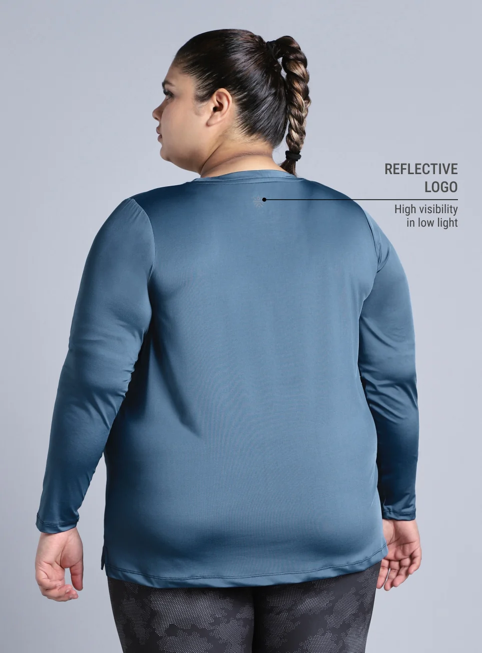 Women's Blue Full Sleeve Plus Size Training T-shirt - Image 6
