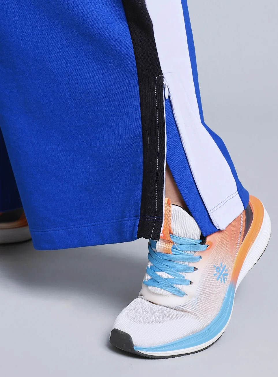 Women's Blue High Slit Straight Fit Plus Size Trackpants - Image 8