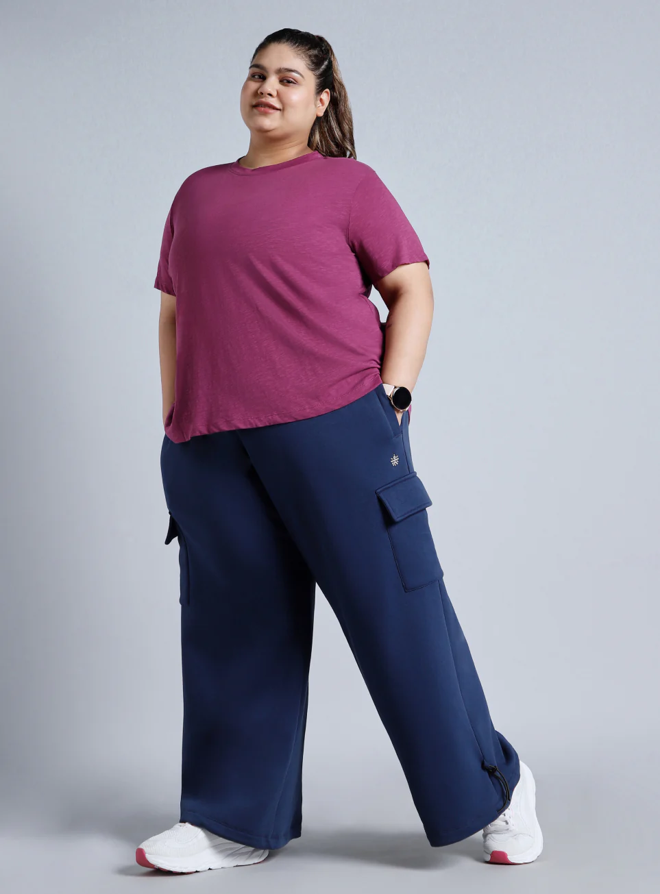 Women's Blue Plus Size Utility Joggers - Image 2