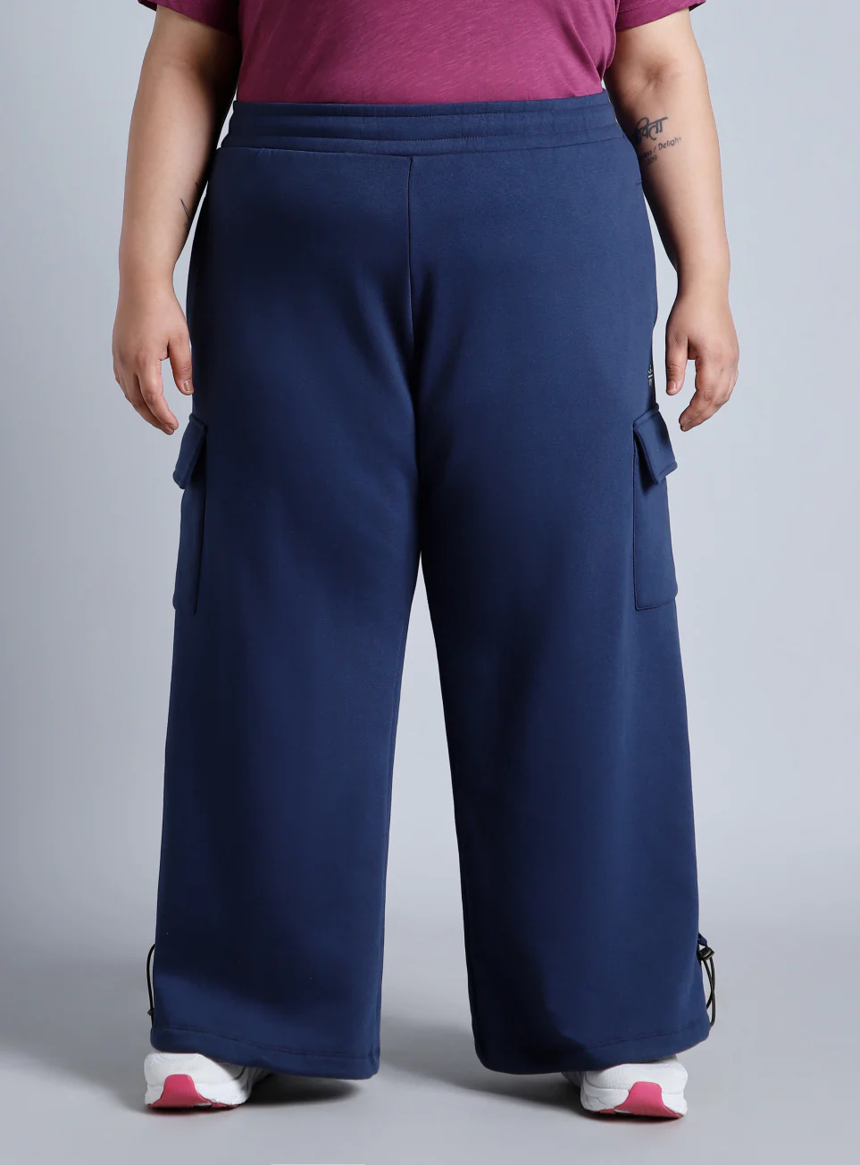 Women's Blue Plus Size Utility Joggers - Image 4