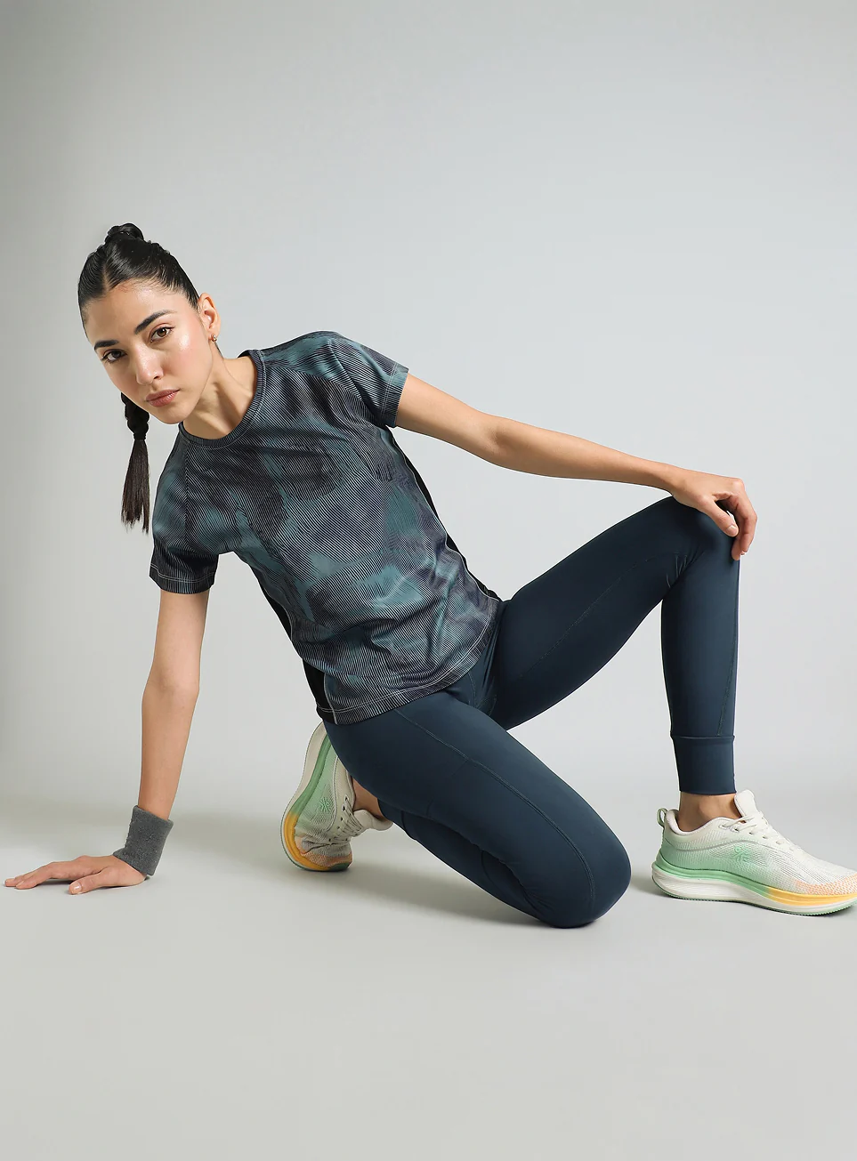 Women's Blue Urban Camo Run T-shirt - Image 3