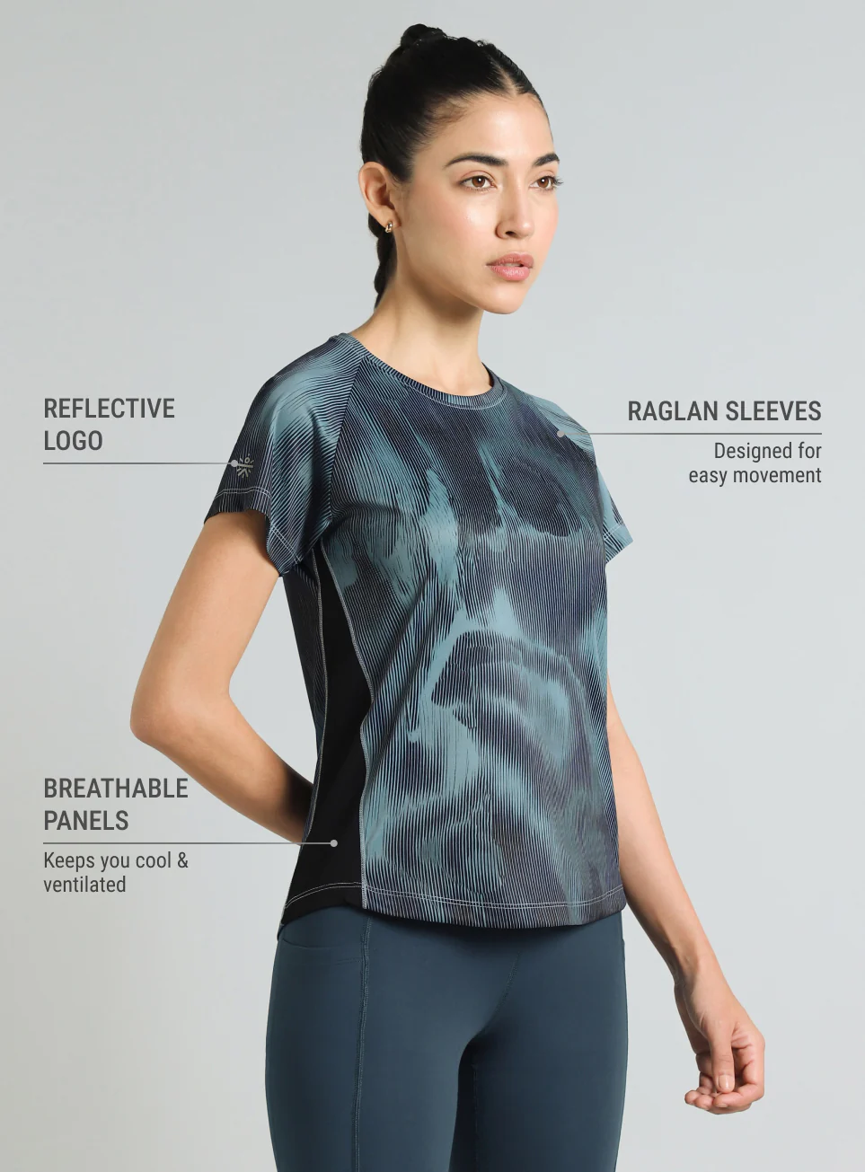 Women's Blue Urban Camo Run T-shirt - Image 5