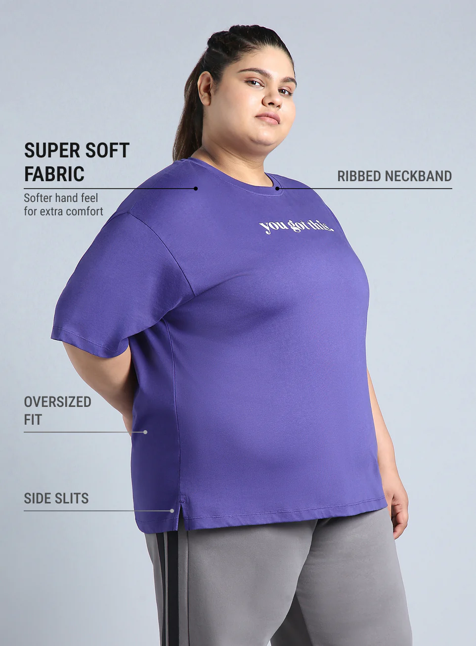 Women's Blue You Got This Oversized Fit Plus Size T-shirt - Image 5