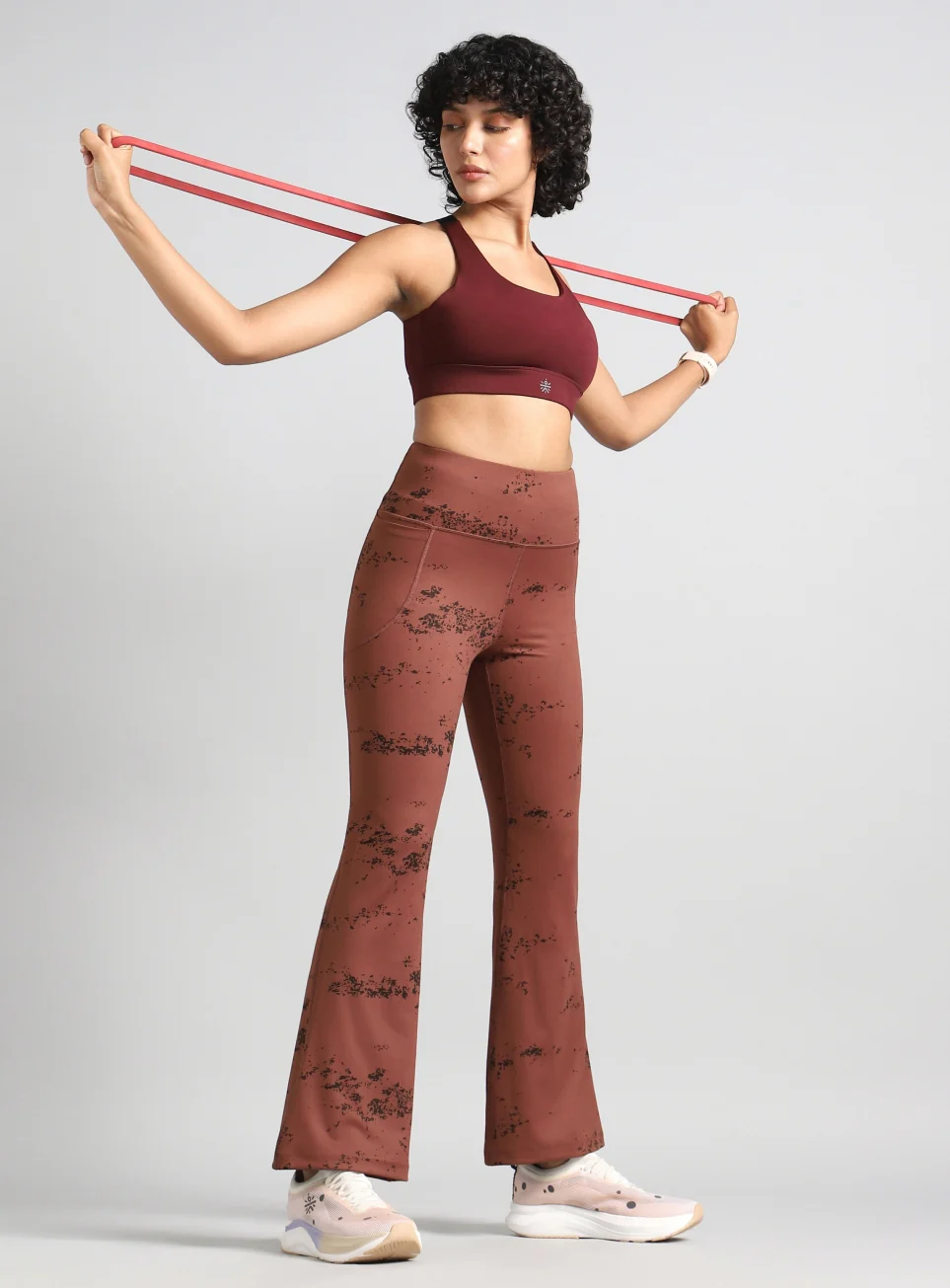 Women's Brown Training Printed COMFlex Flarepants - Image 3