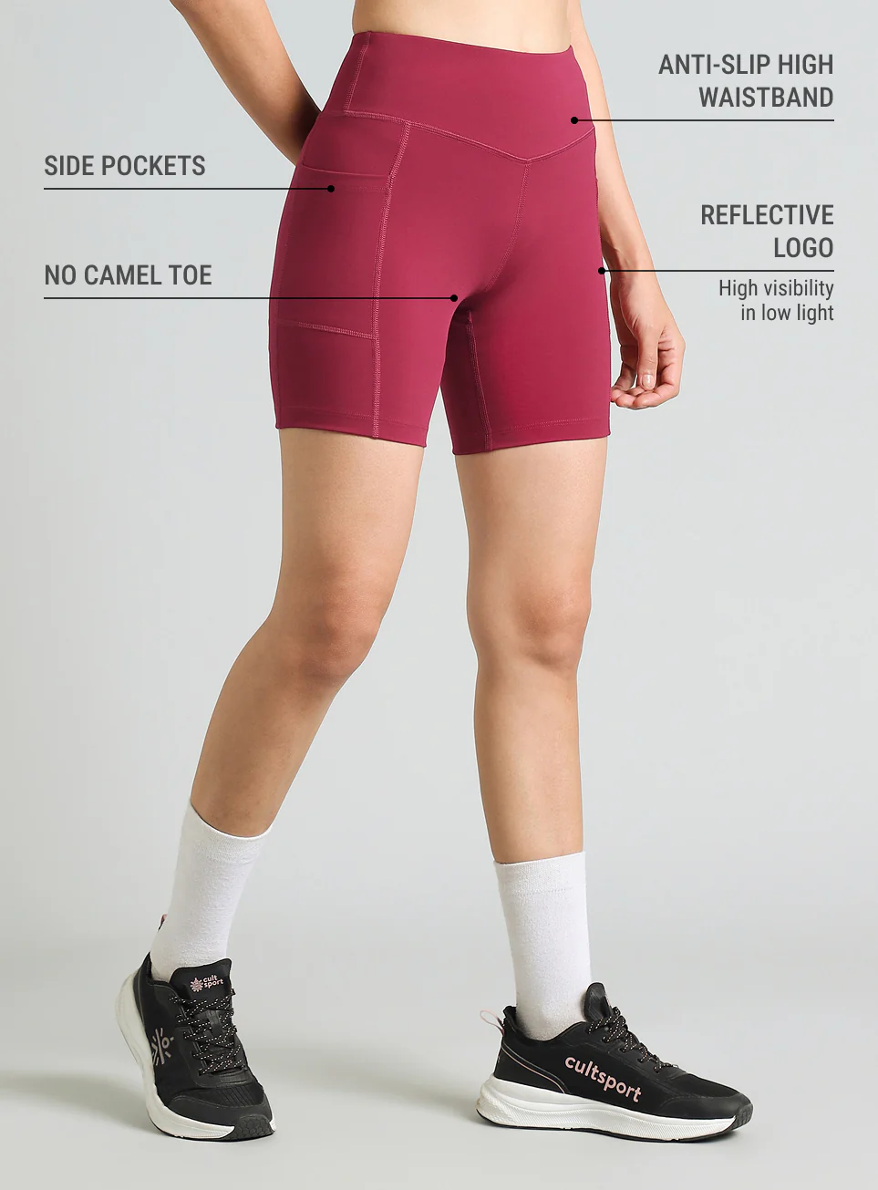 Women's Burgundy COMFlex Cycling Shorts - Image 5