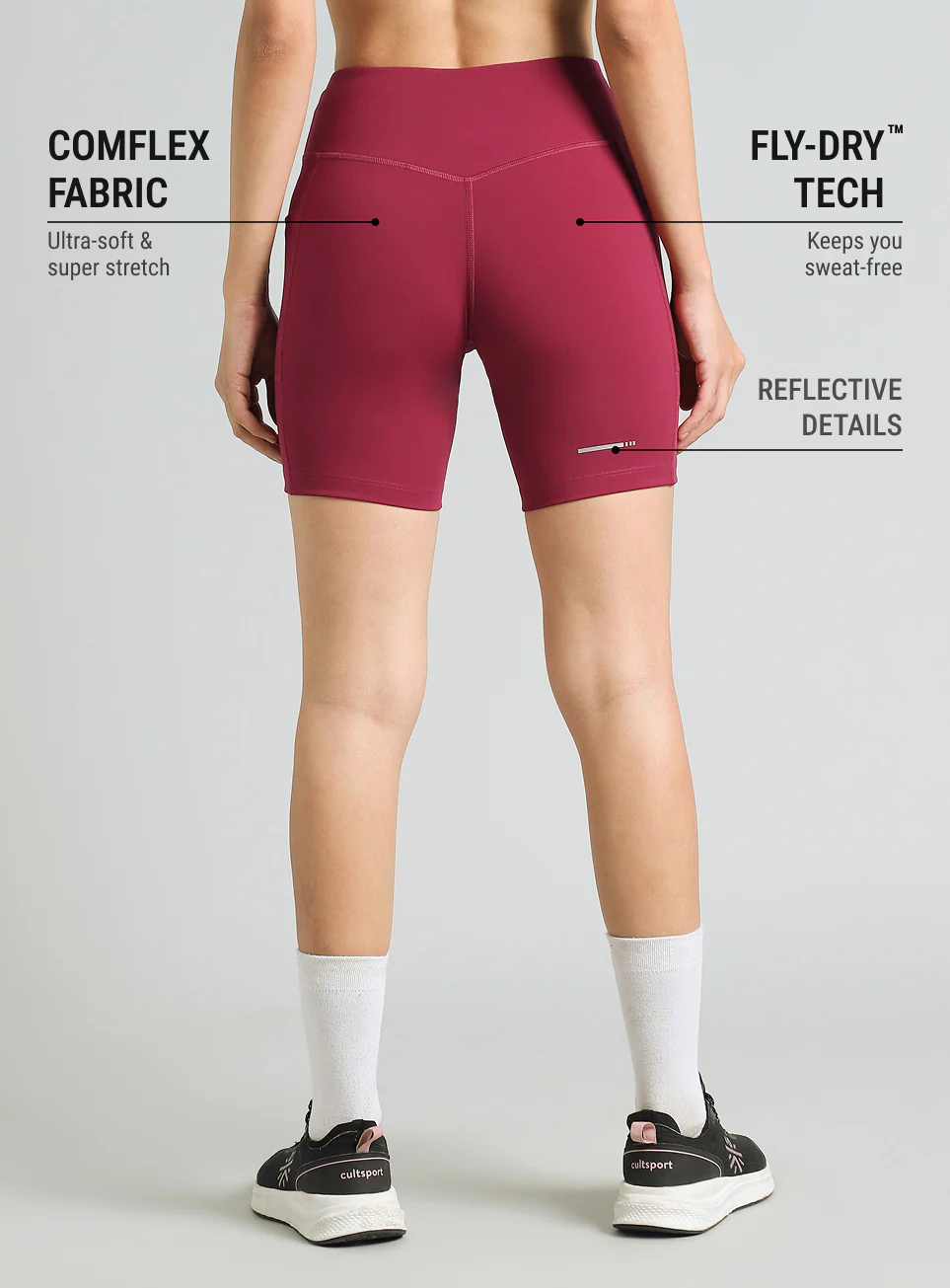 Women's Burgundy COMFlex Cycling Shorts - Image 6