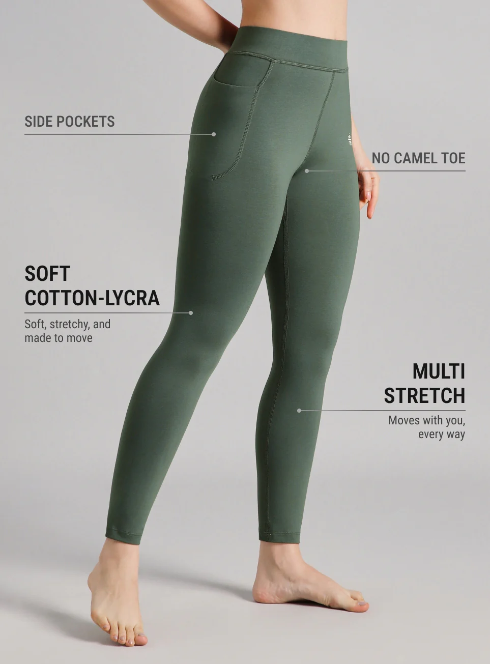 Women's Green Embody Yoga Tights - Image 5