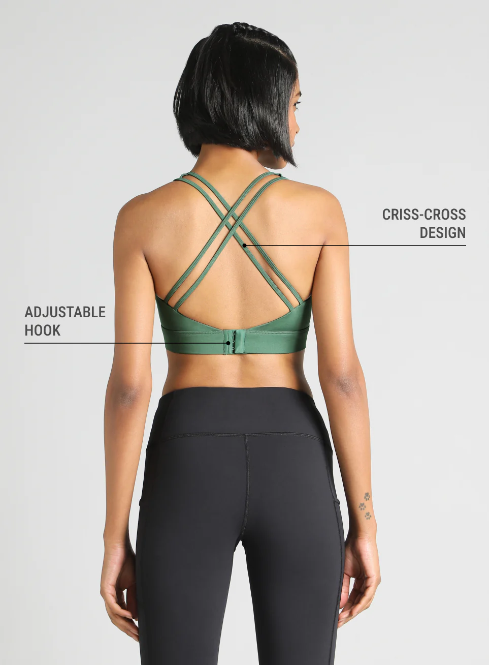 Women's Green Flow Overlap Strap High Support Bra - Image 6
