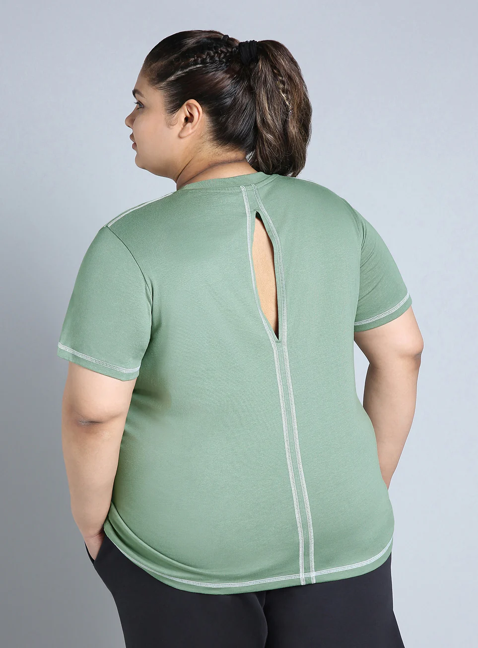 Women's Green Plus Size Back Vent Athleisure Tee