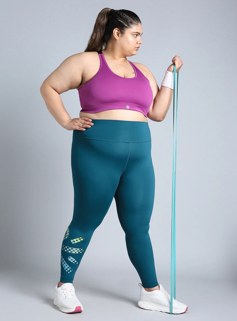 Women's Green Plus Size Graphic Branded COMFlex Training Tights - Image 3