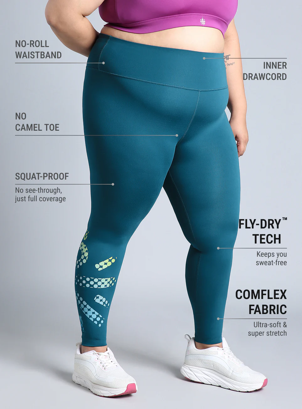 Women's Green Plus Size Graphic Branded COMFlex Training Tights - Image 5