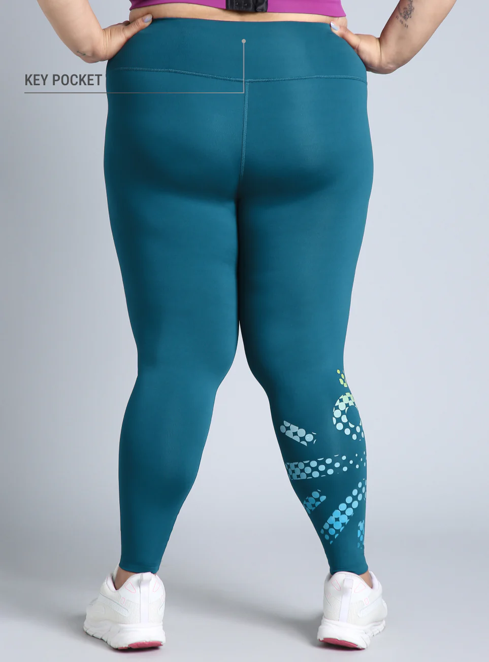 Women's Green Plus Size Graphic Branded COMFlex Training Tights - Image 6