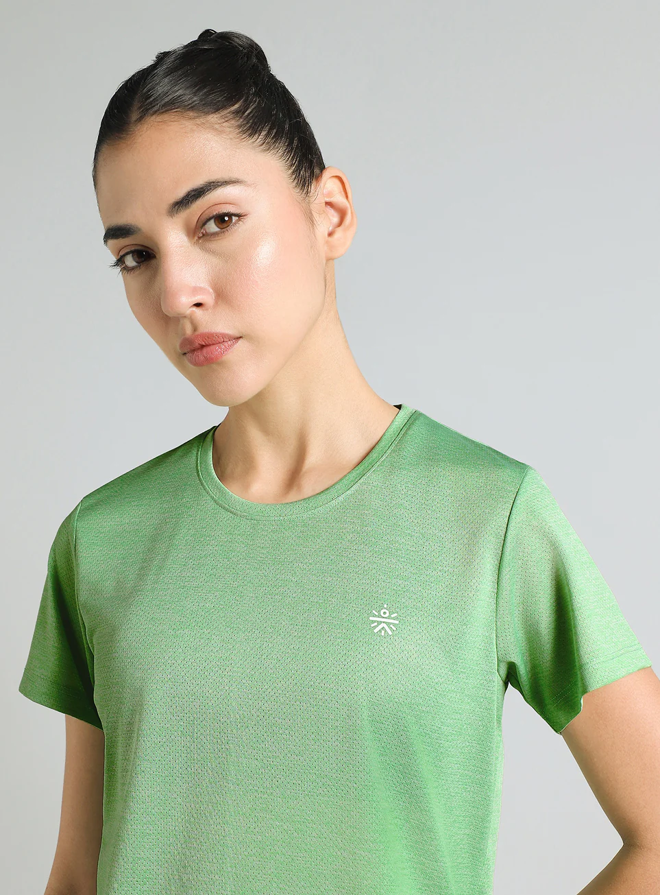 Women's Green Textured Active T-Shirt - Image 7