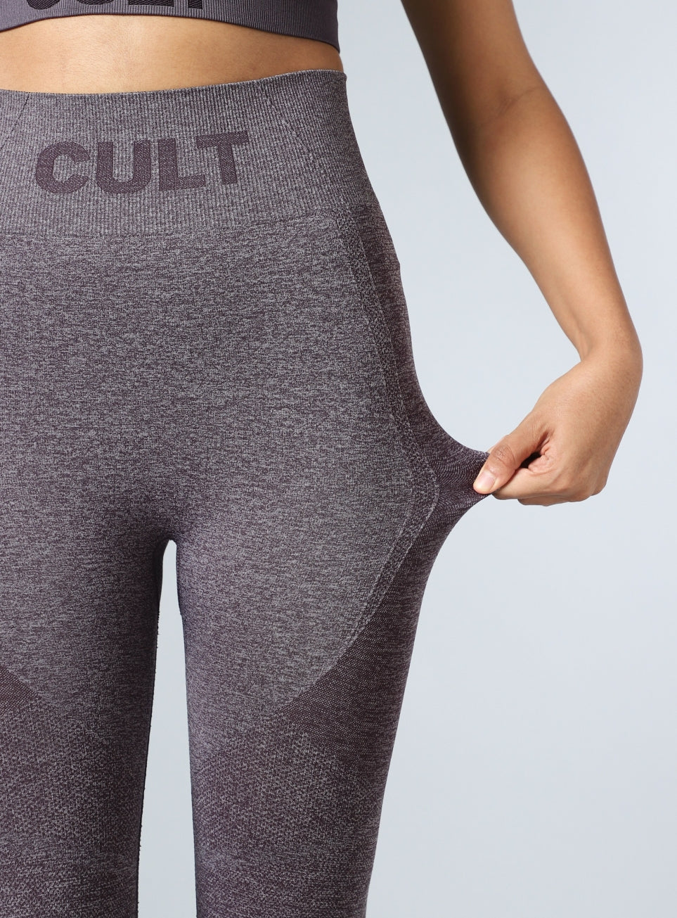 Women's Grey Contour Fit Seamless Tights - Image 10
