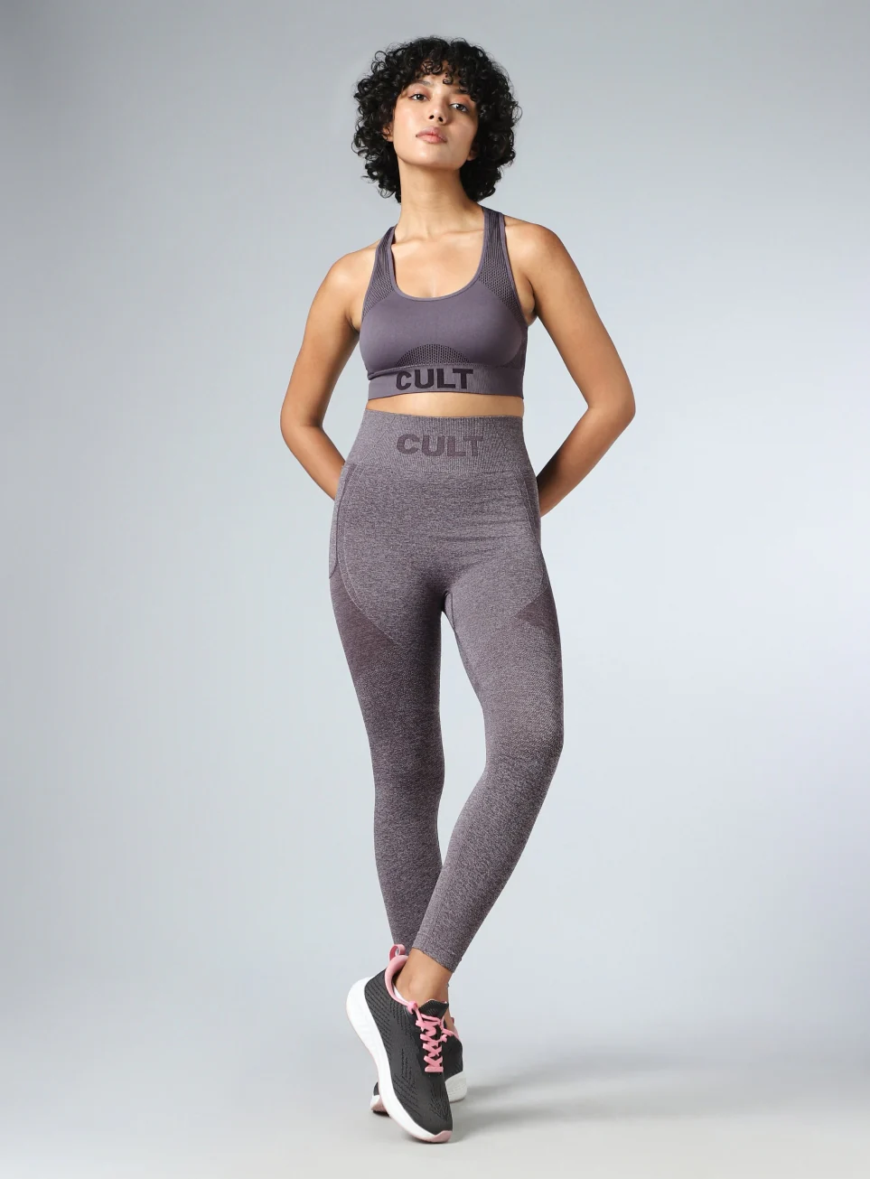 Women's Grey Contour Fit Seamless Tights - Image 3