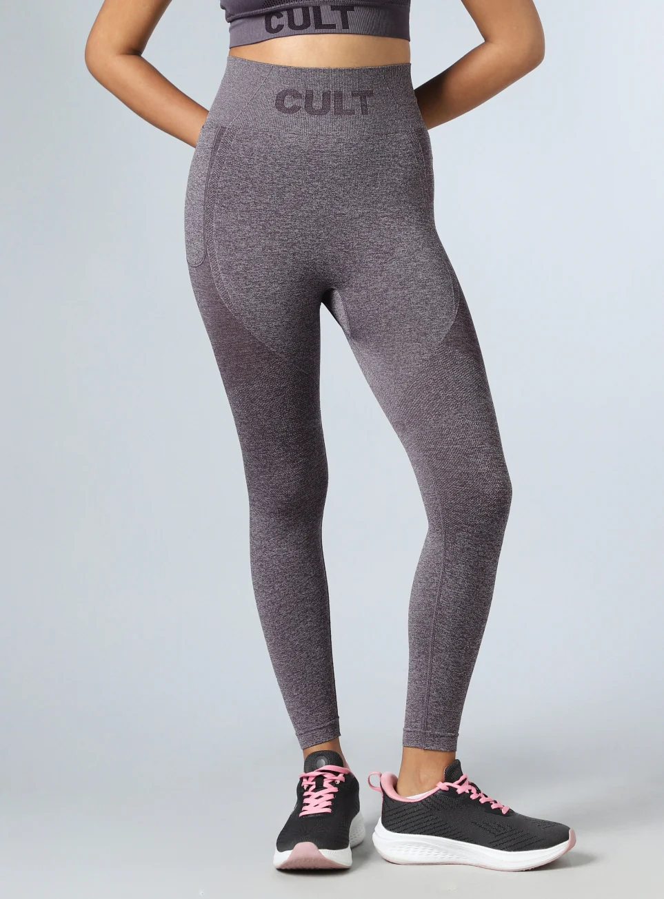 Women's Grey Contour Fit Seamless Tights - Image 4