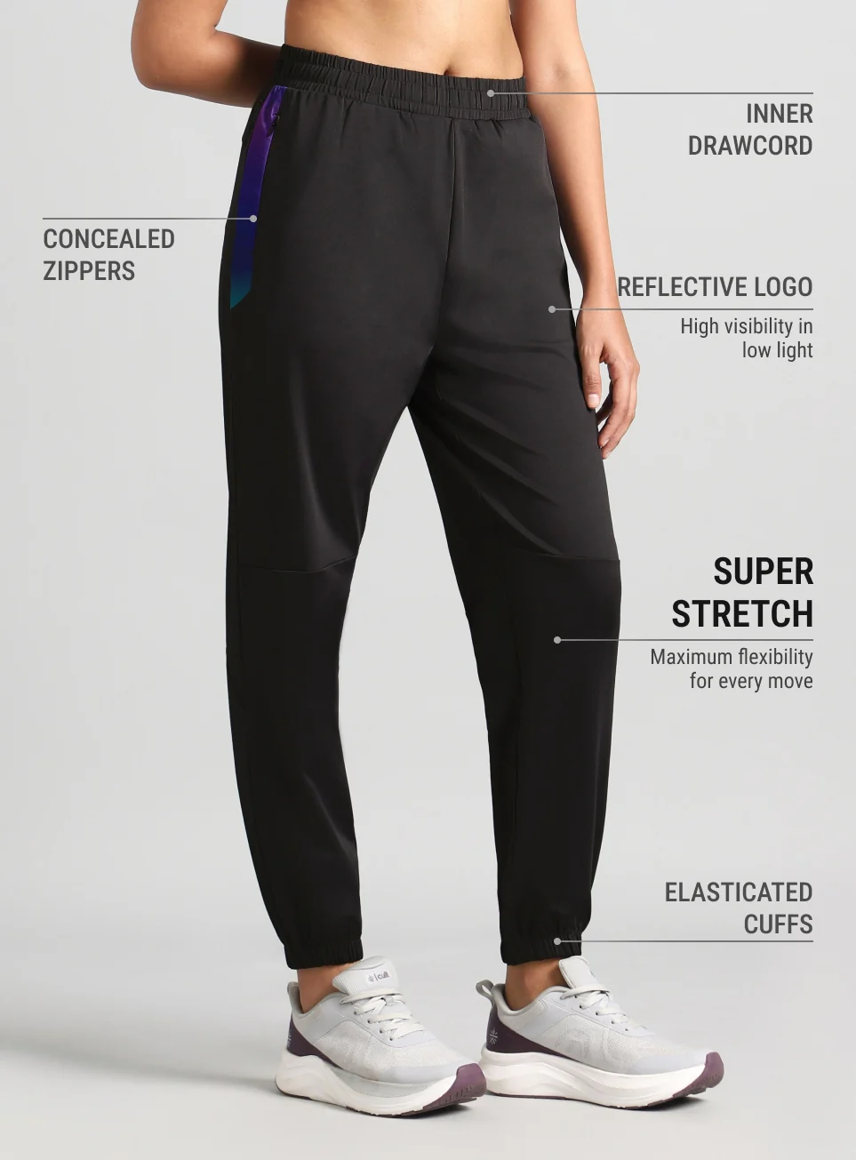 Women's Grey Halo Night Run Joggers - Image 5