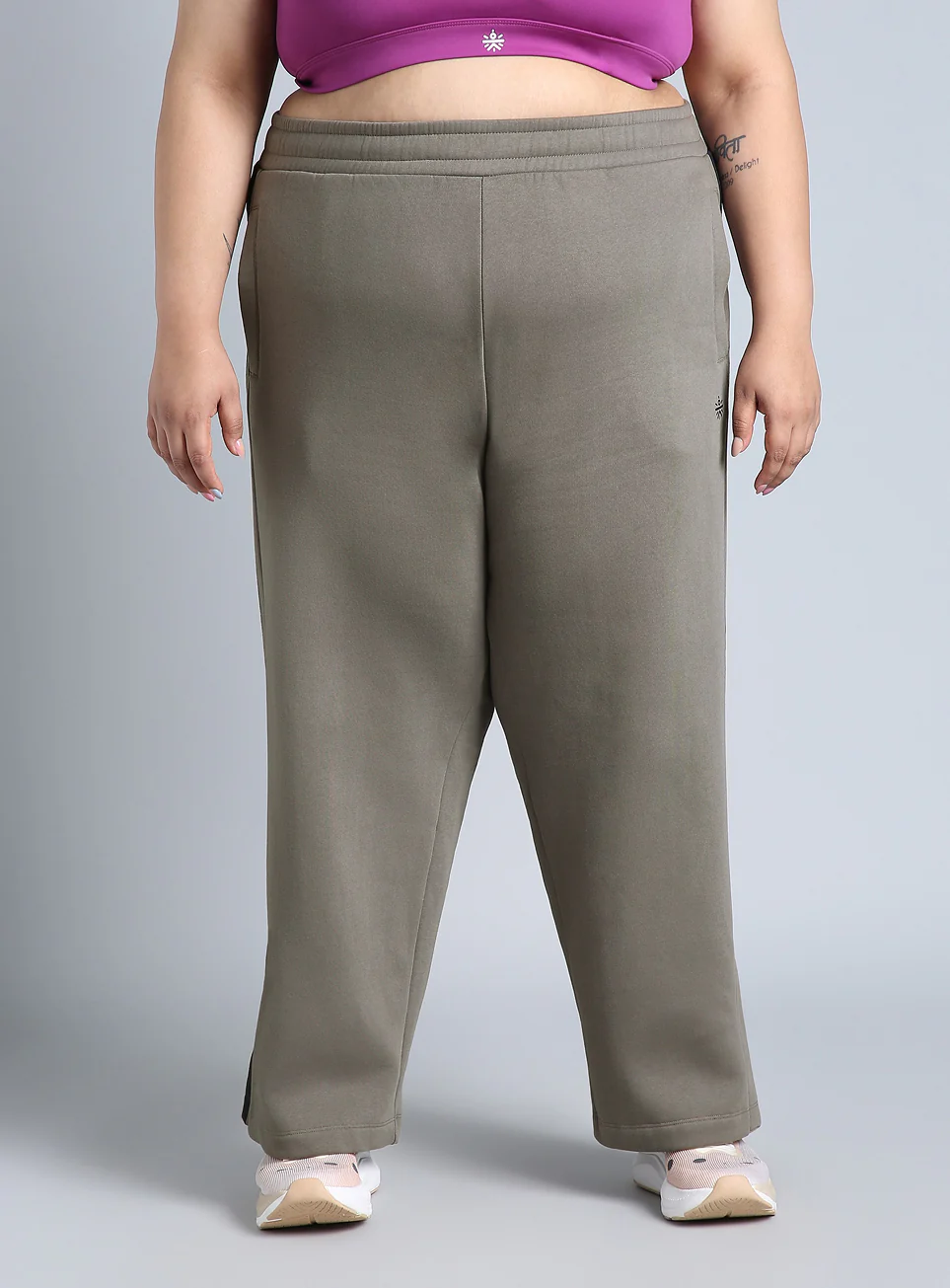 Women's Grey Plus Size Elevated Athleisure Trackpants - Image 4