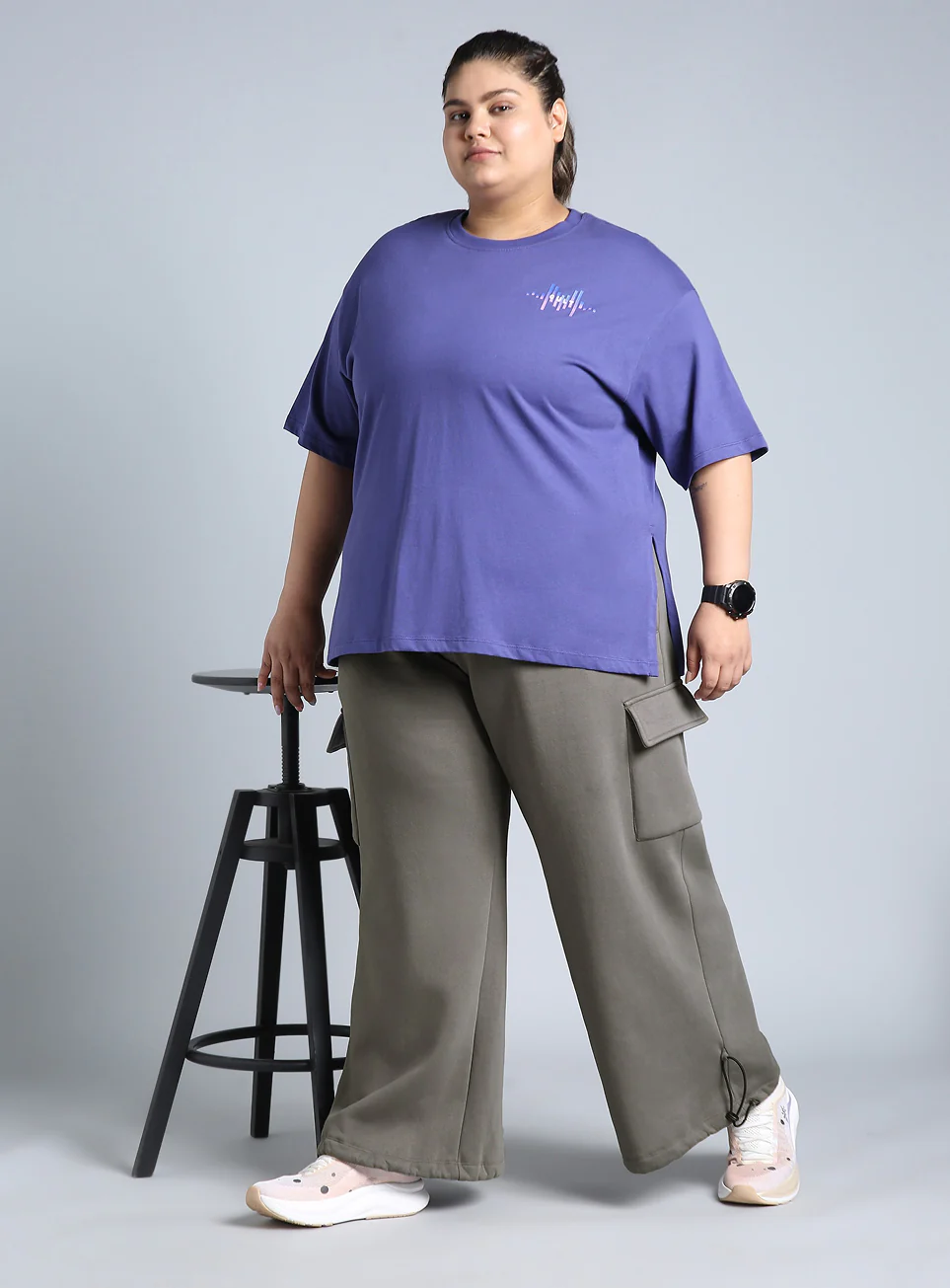 Women's Grey Plus Size Utility Joggers - Image 2