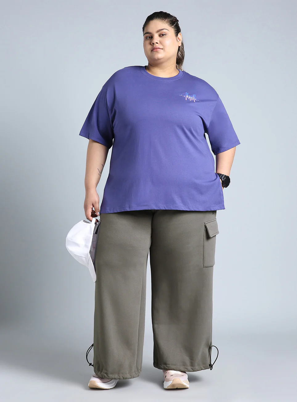 Women's Grey Plus Size Utility Joggers - Image 3