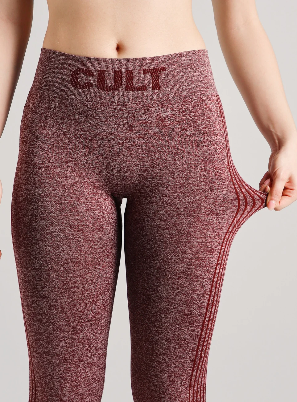 Women's Maroon Power Lift Seamless Tights - Image 7