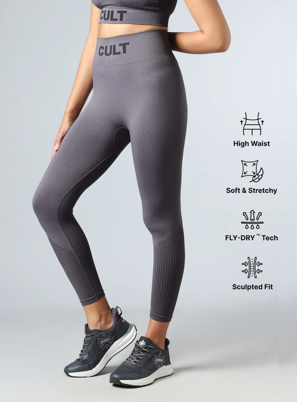 Women's Grey Power Move Seamless Tights - Image 5