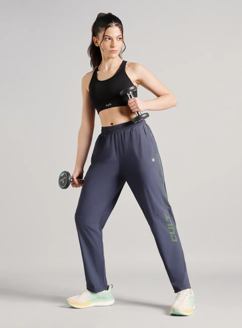 Women's Grey Power Pop Training Trackpants - Image 3