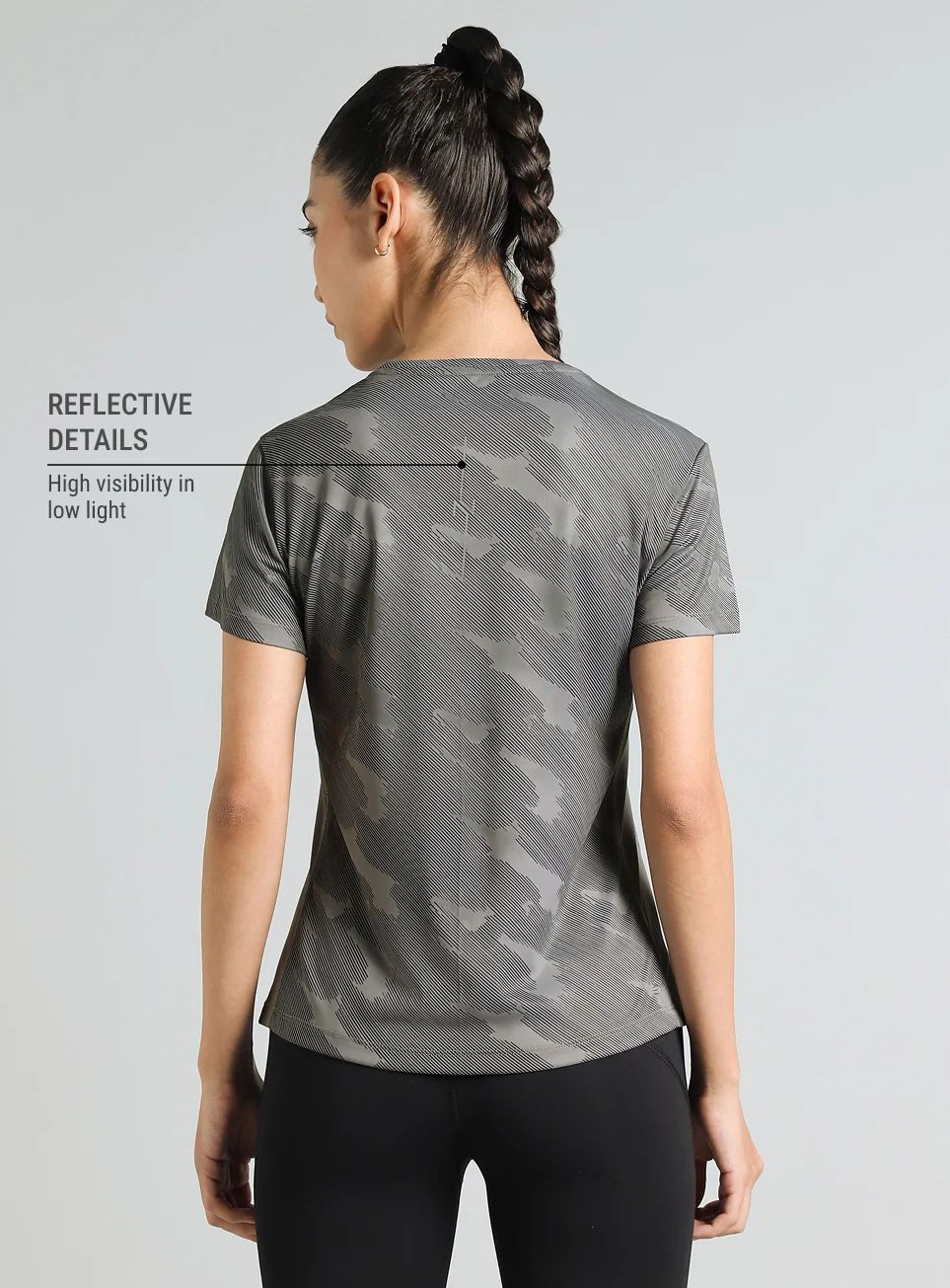 Women's Grey Urban Camo Running T-shirt - Image 6