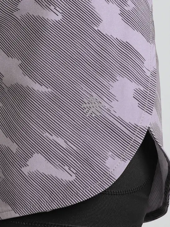 Women's Grey Urban Camo Shorts with Inbuilt Tights - Image 8