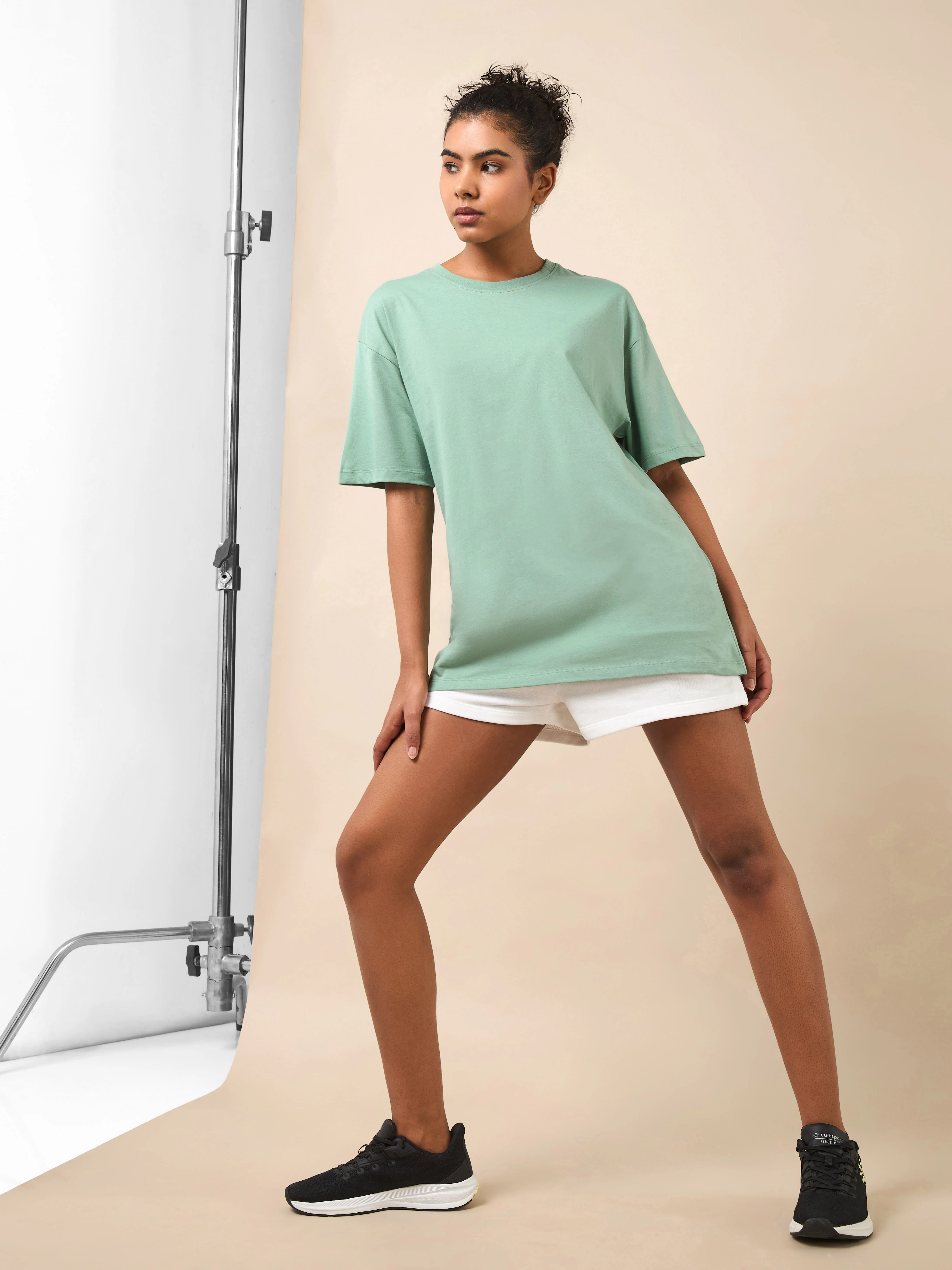 Women's Lounge Oversized Fit Green T-shirt - Image 2
