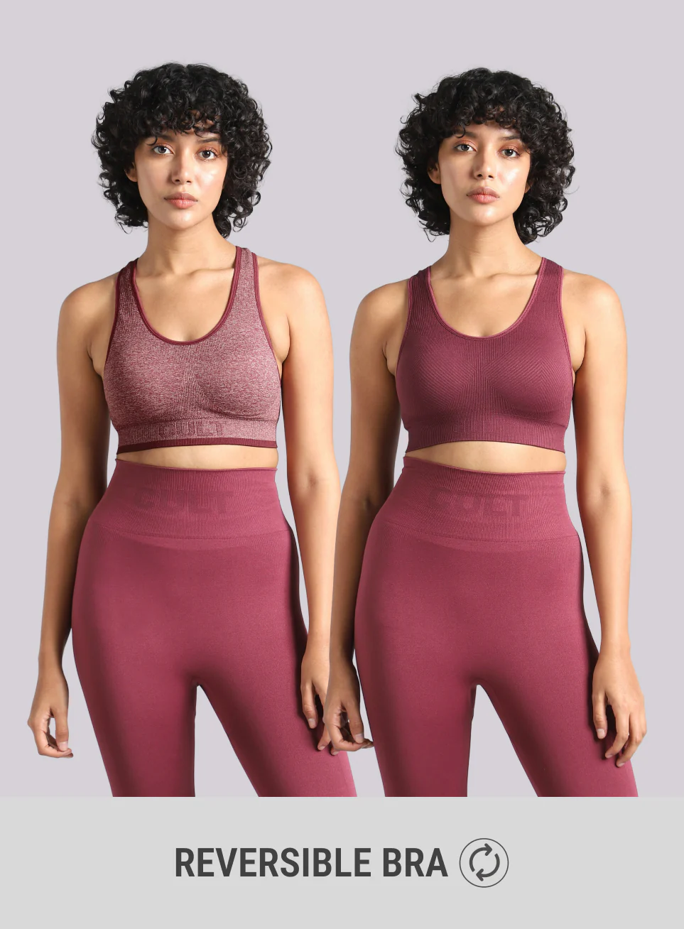 Women's Maroon Medium Support Seamless Reversible Bra - Image 9