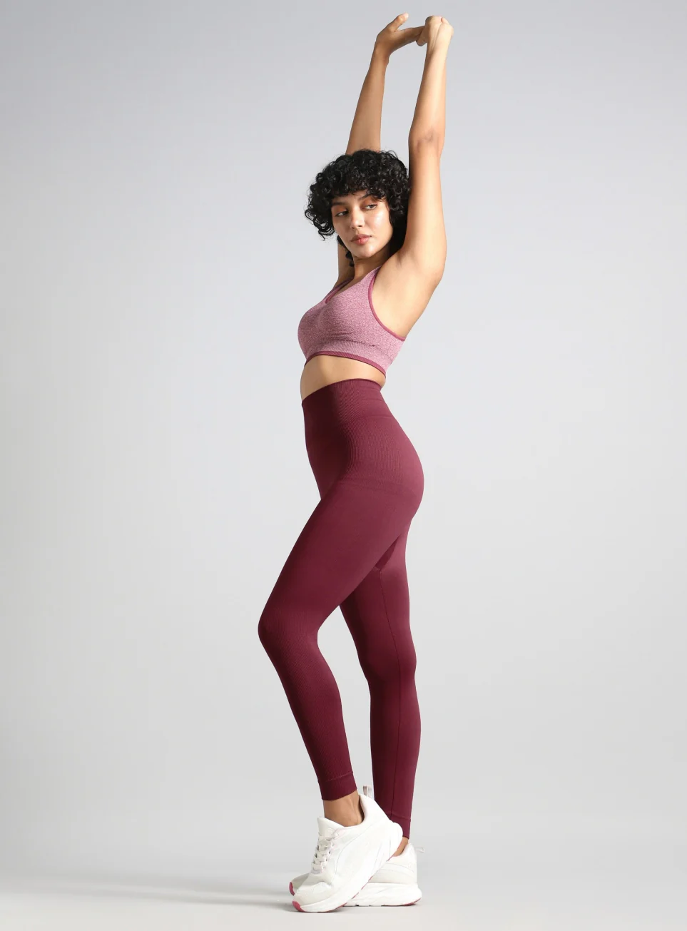Women's Maroon Swift Form Seamless Tights - Image 2